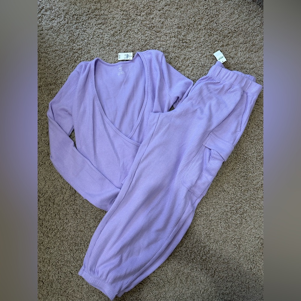 M aerie waffle knit lounge set